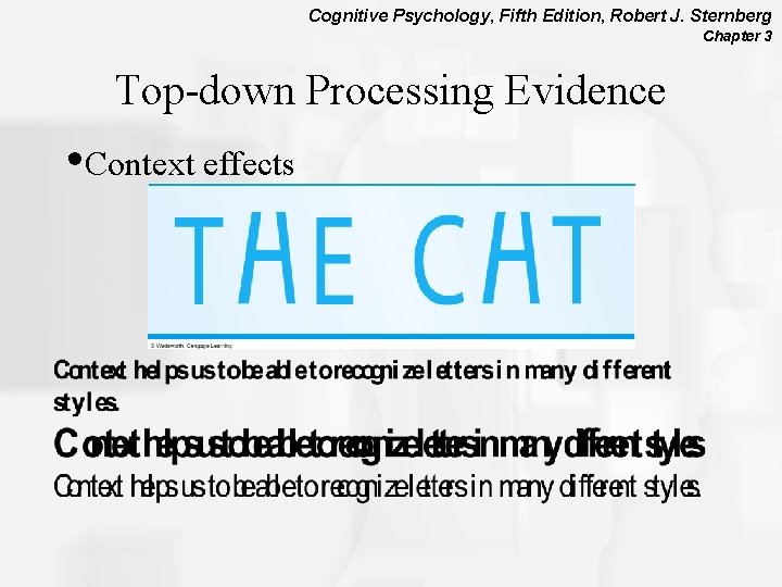 Cognitive Psychology, Fifth Edition, Robert J. Sternberg Chapter 3 Top-down Processing Evidence • Context