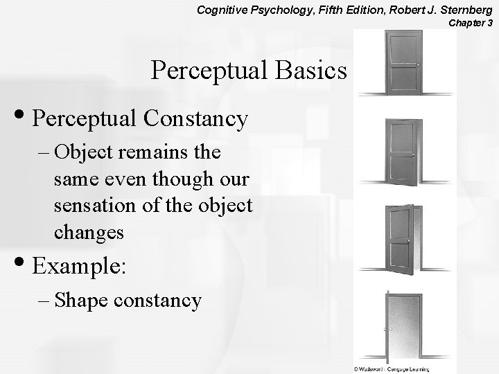 Cognitive Psychology, Fifth Edition, Robert J. Sternberg Chapter 3 Perceptual Basics • Perceptual Constancy