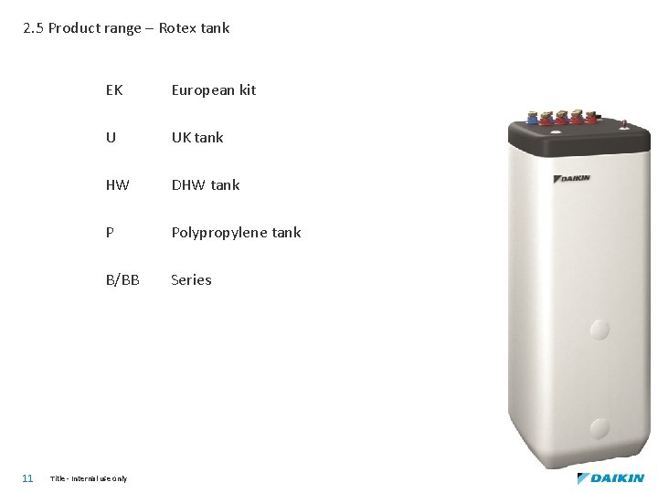 2. 5 Product range – Rotex tank 11 EK European kit U UK tank