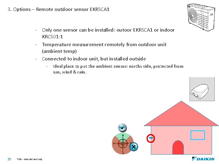 3. Options – Remote outdoor sensor EKRSCA 1 - Only one sensor can be