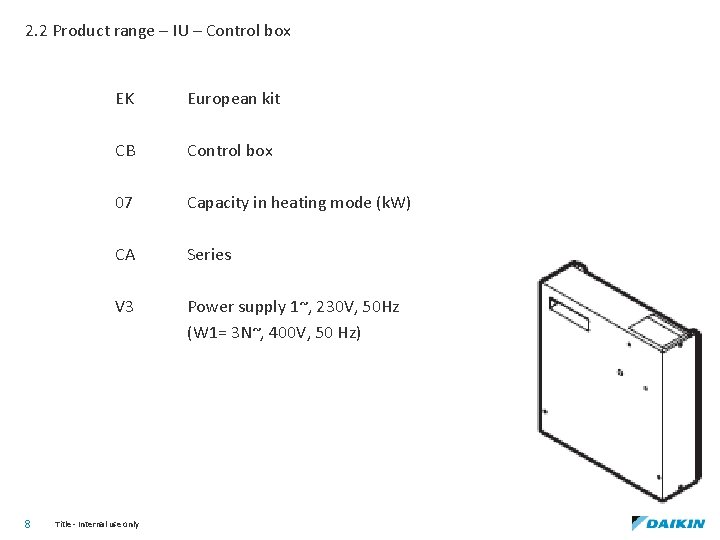 2. 2 Product range – IU – Control box 8 EK European kit CB