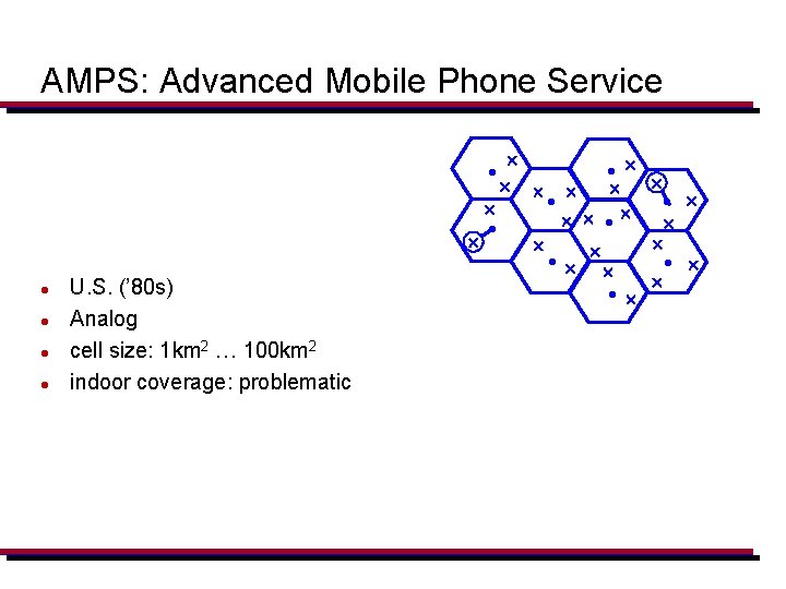 AMPS: Advanced Mobile Phone Service l l U. S. (’ 80 s) Analog cell