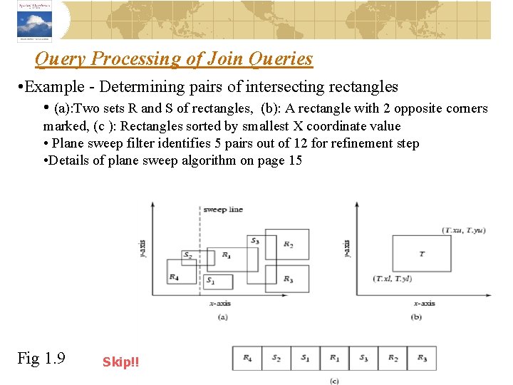 Query Processing of Join Queries • Example - Determining pairs of intersecting rectangles •