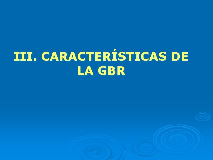 III. CARACTERÍSTICAS DE LA GBR 