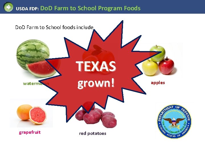 USDA FDP: Do. D Farm to School Program Foods Do. D Farm to School
