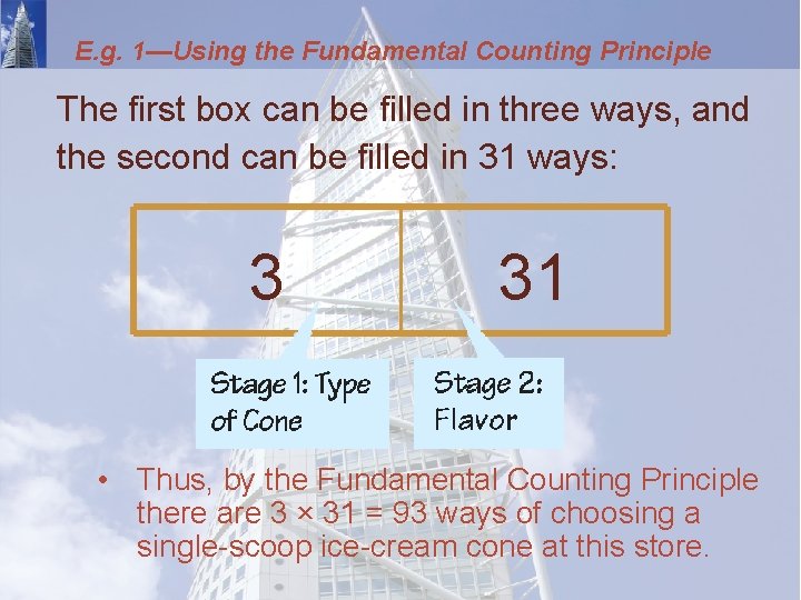 E. g. 1—Using the Fundamental Counting Principle The first box can be filled in