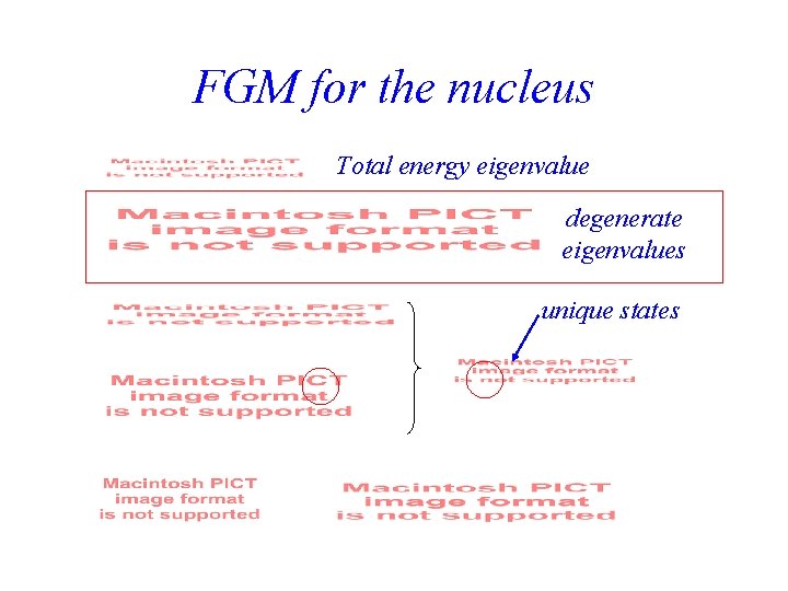 FGM for the nucleus Total energy eigenvalue degenerate eigenvalues unique states 