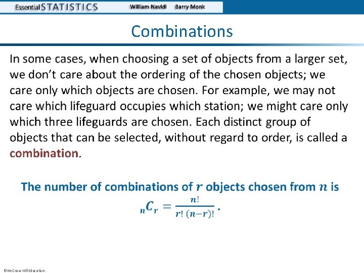 Combinations • ©Mc. Graw-Hill Education. 