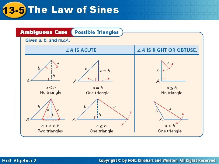 13 -5 The Law of Sines Holt Algebra 2 