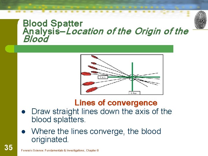 Blood Spatter Analysis—Location of the Origin of the Blood l l 35 Lines of