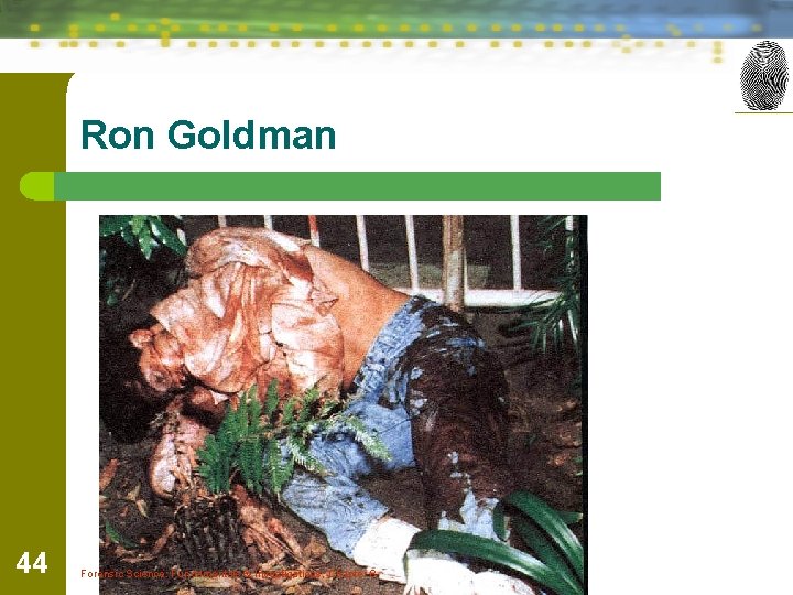 Ron Goldman 44 Forensic Science: Fundamentals & Investigations, Chapter 8 
