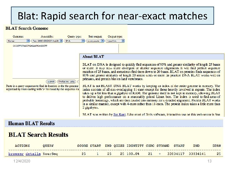 Blat: Rapid search for near-exact matches 12/4/2020 13 