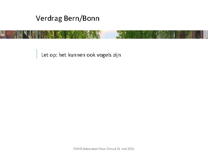 Verdrag Bern/Bonn Let op: het kunnen ook vogels zijn ENVIR Advocaten Fleur Onrust 31