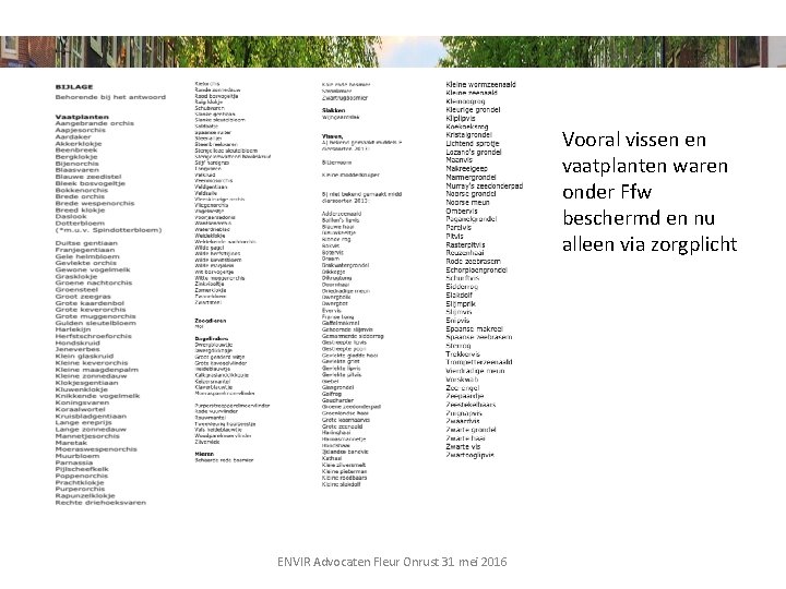 Vooral vissen en vaatplanten waren onder Ffw beschermd en nu alleen via zorgplicht ENVIR