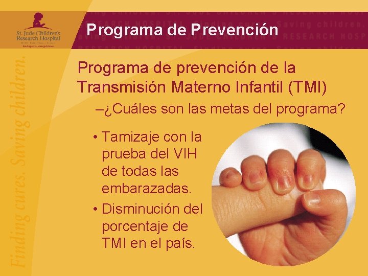 Programa de Prevención Programa de prevención de la Transmisión Materno Infantil (TMI) –¿Cuáles son