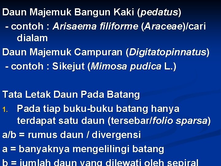 Daun Majemuk Bangun Kaki (pedatus) - contoh : Arisaema filiforme (Araceae)/cari dialam Daun Majemuk