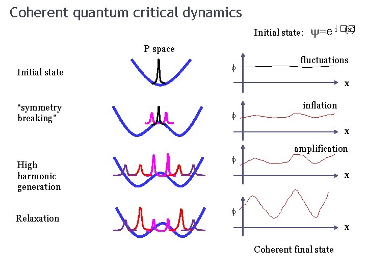 Coherent quantum critical dynamics Initial state: (x) =e i �� P space Initial state