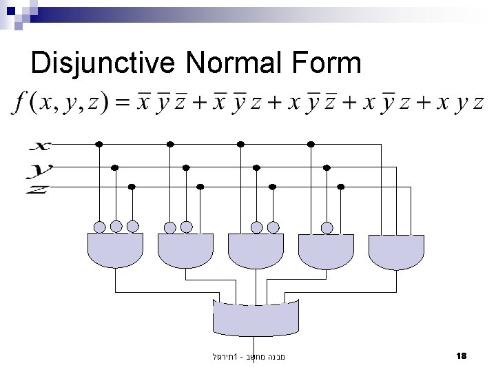 Disjunctive Normal Form תירגול 1 - מבנה מחשב 18 