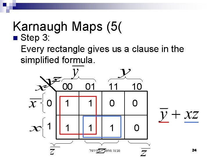 Karnaugh Maps (5( n Step 3: Every rectangle gives us a clause in the Karnaugh Maps (5( n Step 3: Every rectangle gives us a clause in the