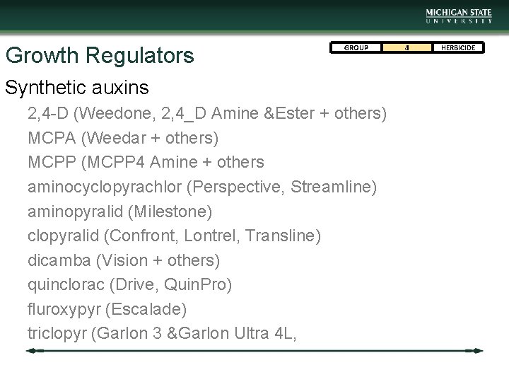 Growth Regulators GROUP Synthetic auxins 2, 4 -D (Weedone, 2, 4_D Amine &Ester +