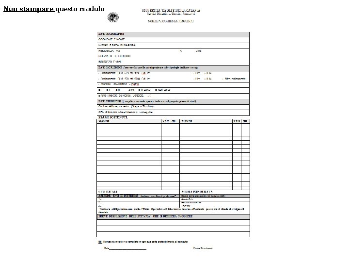 Non stampare questo modulo 