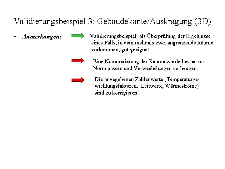 Validierungsbeispiel 3: Gebäudekante/Auskragung (3 D) • Anmerkungen: Validierungsbeispiel als Überprüfung der Ergebnisse eines Falls,