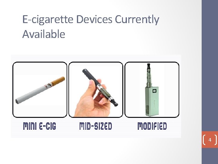 E-cigarette Devices Currently Available 4 