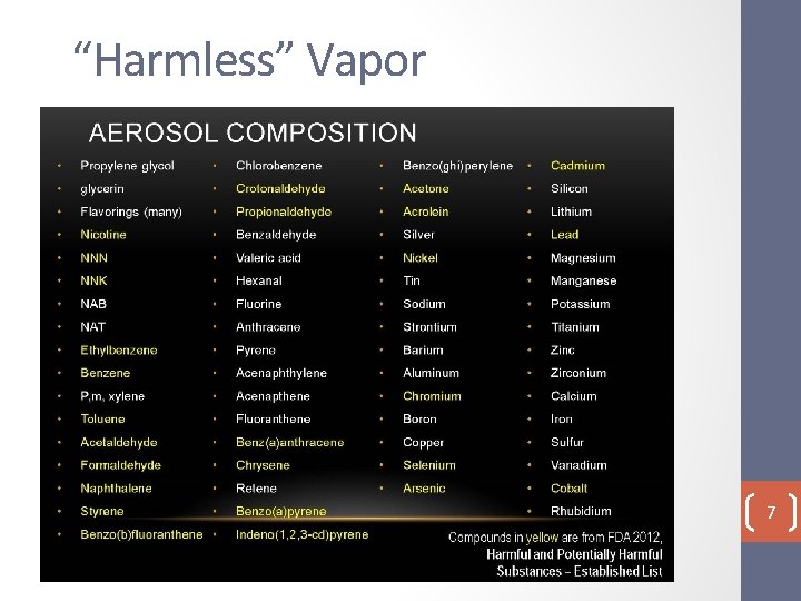 “Harmless” Vapor 7 