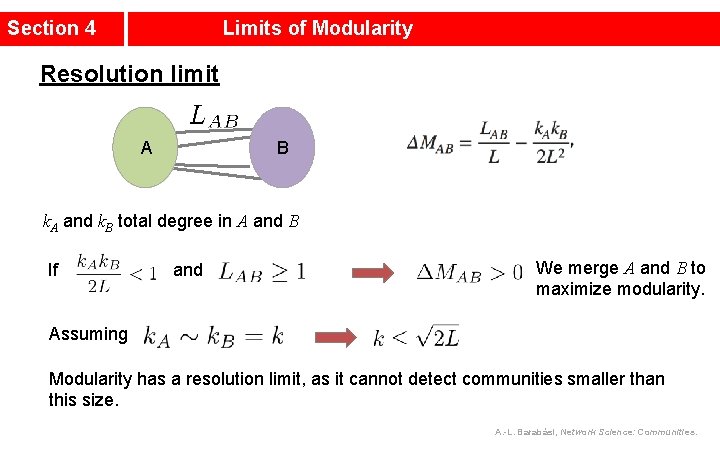 Section 4 Limits of Modularity Resolution limit A B k. A and k. B