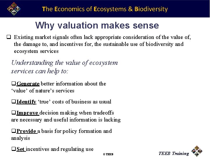 Why valuation makes sense q Existing market signals often lack appropriate consideration of the