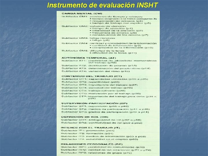 Instrumento de evaluación INSHT 