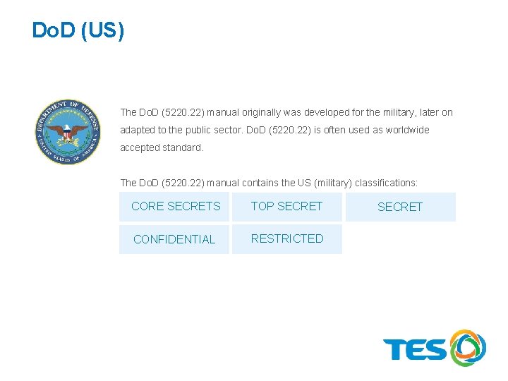 Do. D (US) The Do. D (5220. 22) manual originally was developed for the