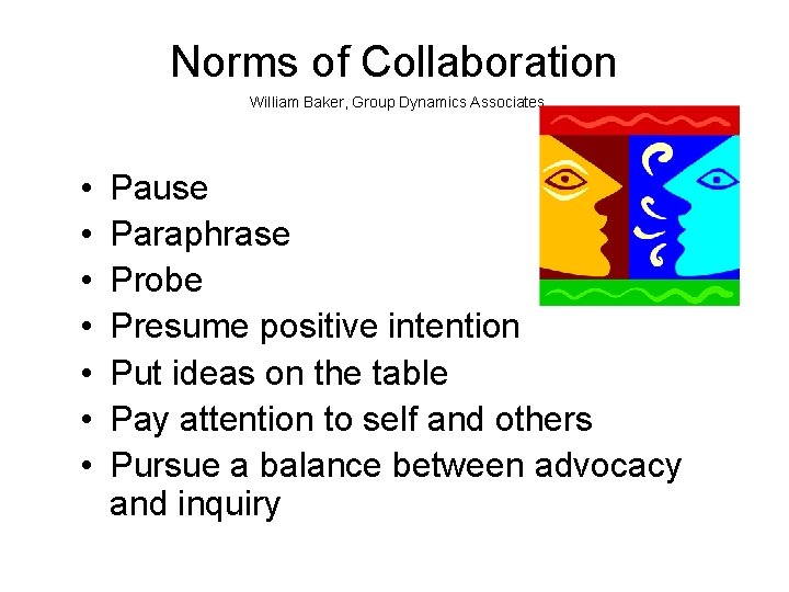 Norms of Collaboration William Baker, Group Dynamics Associates • • Pause Paraphrase Probe Presume