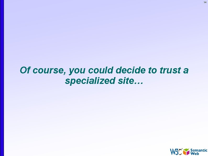 14 Of course, you could decide to trust a specialized site… 