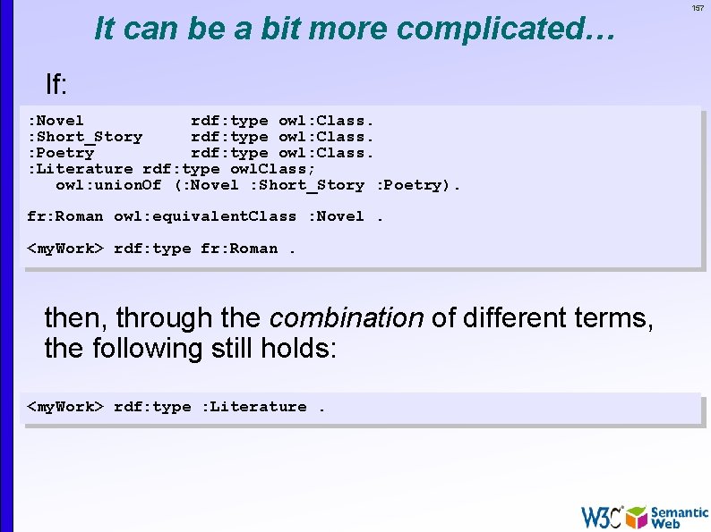 It can be a bit more complicated… If: : Novel rdf: type owl: Class.