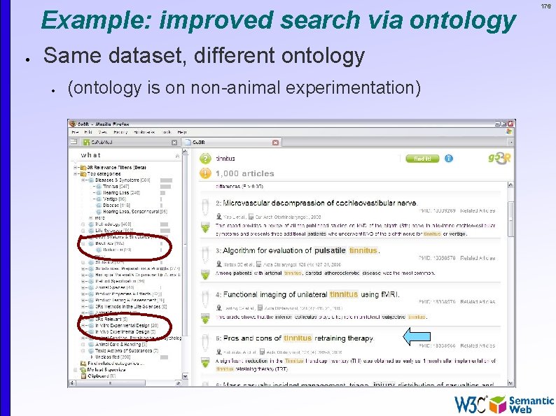 Example: improved search via ontology Same dataset, different ontology (ontology is on non-animal experimentation)