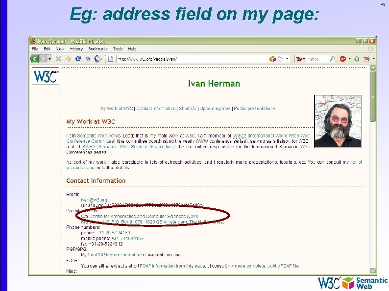 Eg: address field on my page: 45 