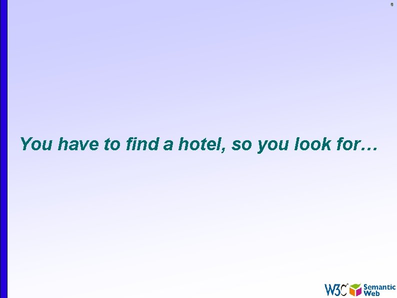 8 You have to find a hotel, so you look for… 