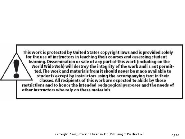 Copyright © 2013 Pearson Education, Inc. Publishing as Prentice Hall. 15 -20 