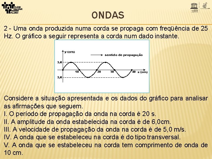 ONDAS 2 - Uma onda produzida numa corda se propaga com freqüência de 25