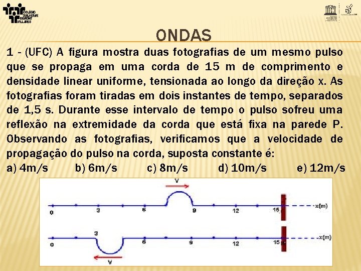 ONDAS 1 - (UFC) A figura mostra duas fotografias de um mesmo pulso que