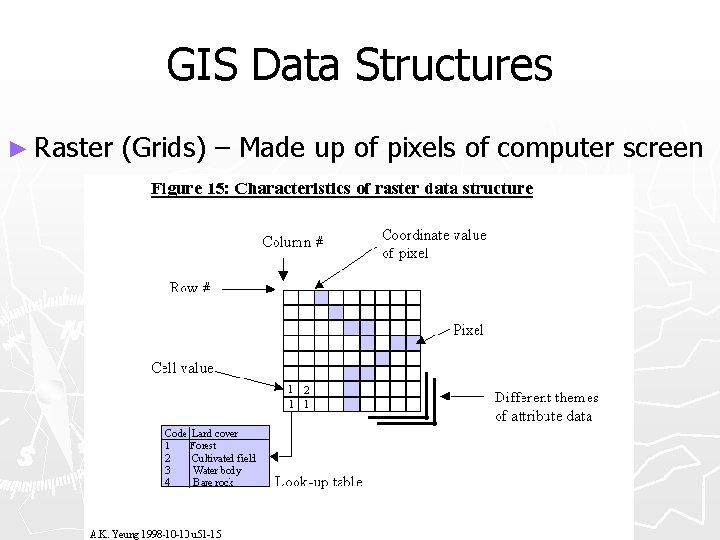 GIS Data Structures ► Raster (Grids) – Made up of pixels of computer screen