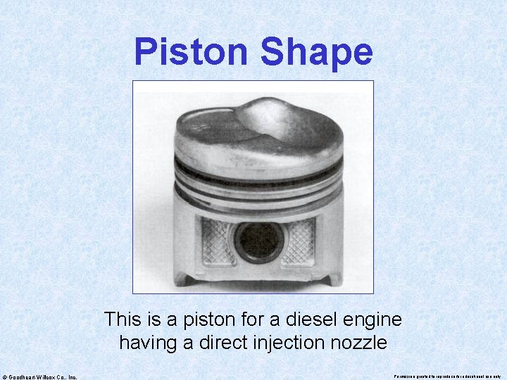 Piston Shape This is a piston for a diesel engine having a direct injection