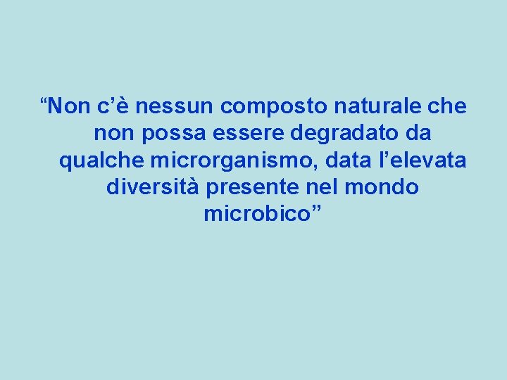 “Non c’è nessun composto naturale che non possa essere degradato da qualche microrganismo, data