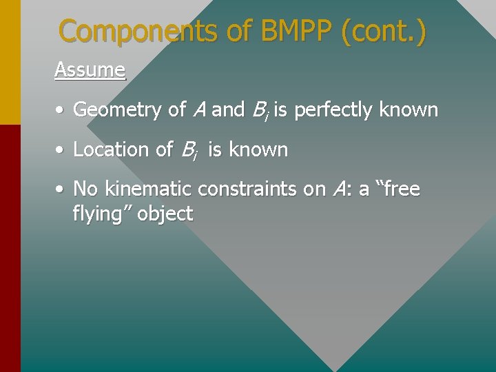 Components of BMPP (cont. ) Assume • Geometry of A and Bi is perfectly