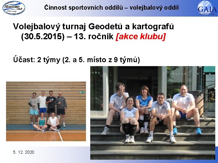 Činnost sportovních oddílů – volejbalový oddíl Volejbalový turnaj Geodetů a kartografů (30. 5. 2015)