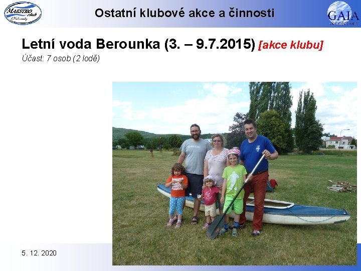 Ostatní klubové akce a činnosti Letní voda Berounka (3. – 9. 7. 2015) [akce