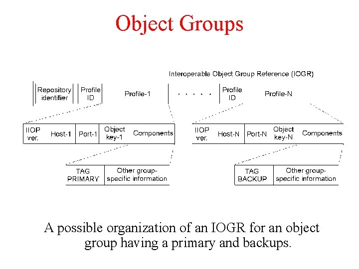 Object Groups A possible organization of an IOGR for an object group having a Object Groups A possible organization of an IOGR for an object group having a