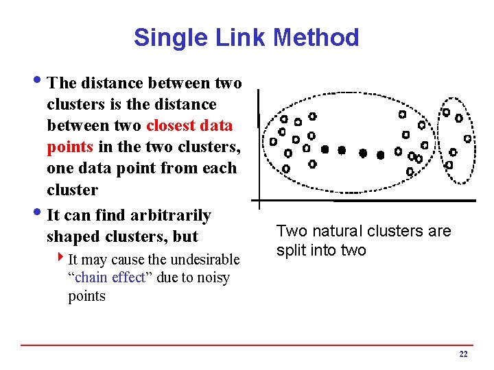 Single Link Method i. The distance between two clusters is the distance between two