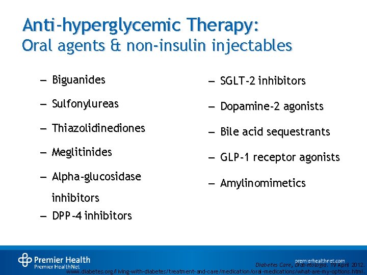 Anti-hyperglycemic Therapy: Oral agents & non-insulin injectables – Biguanides – SGLT-2 inhibitors – Sulfonylureas